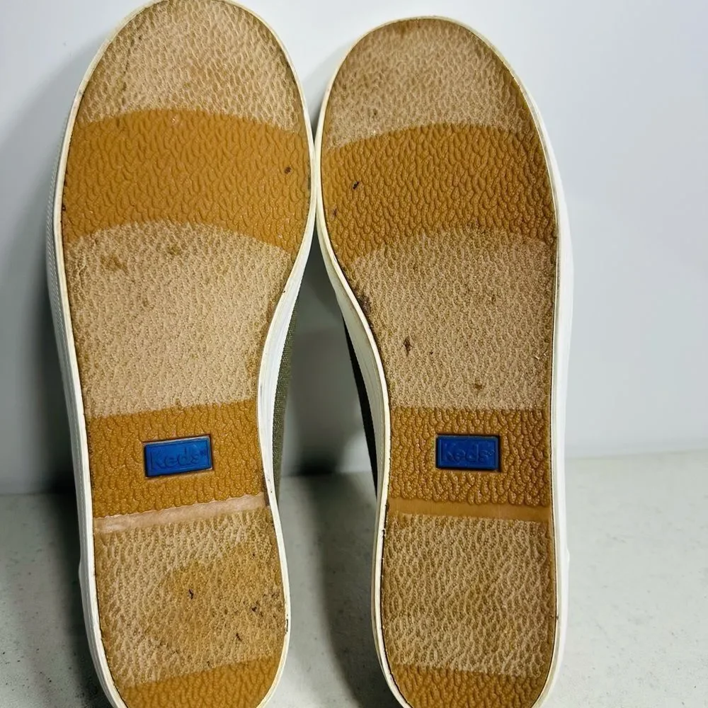 Keds Taupe Canvas Sneakers with White Accents size 7,5